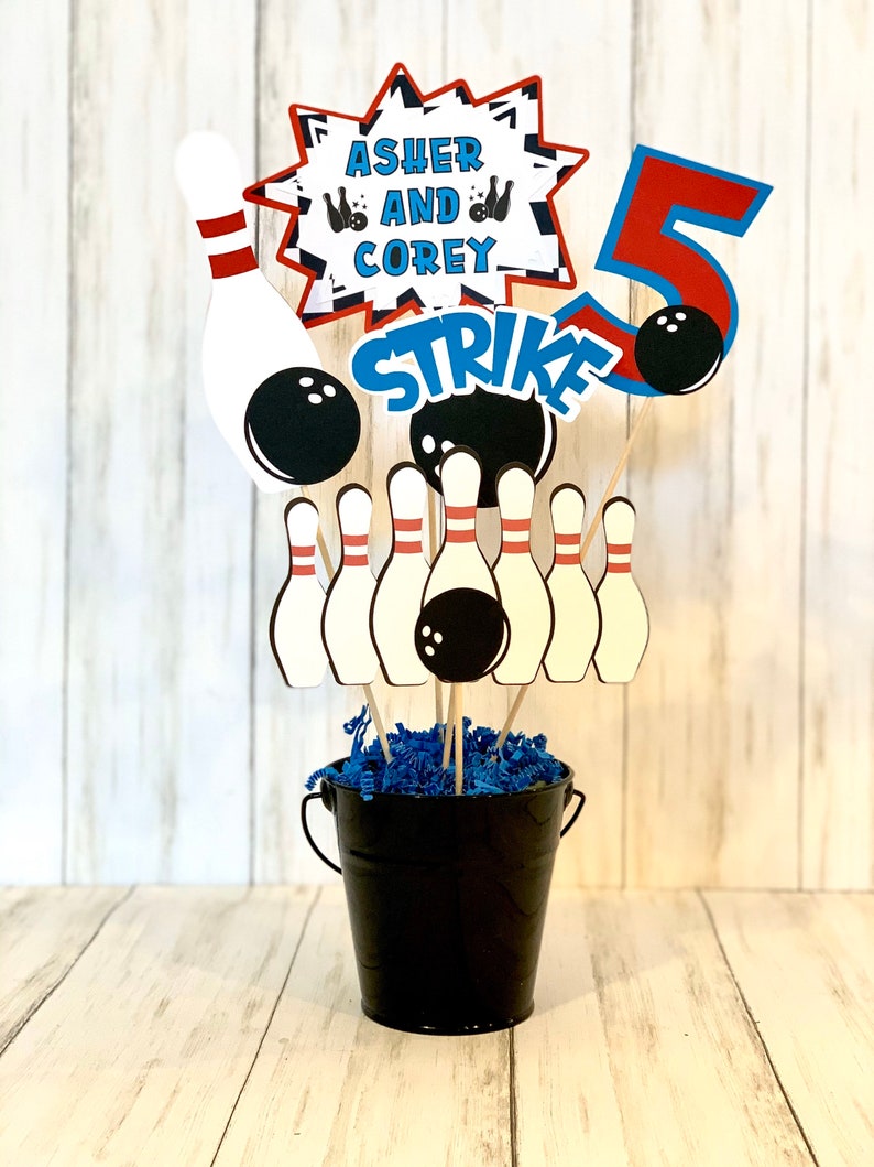 Bowling Centerpiece Sticks Bowling Birthday Party Bowling Etsy