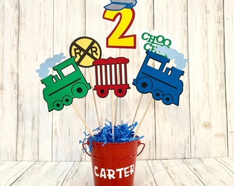 Train Birthday Party Centerpiece: Personalized Choo Choo Decor