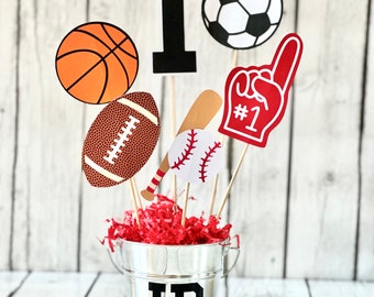 Sports Birthday Centerpiece: Football, Soccer, Basketball Party Decor