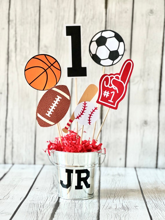 Sports Birthday Centerpiece: Football, Soccer, Basketball Party Decor