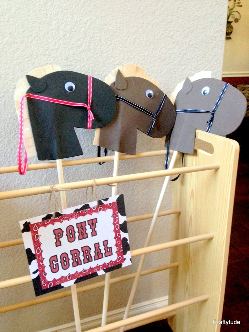 Hobby horse heads set of 4 DIY Stick Horse head Cowboy Party Etsy