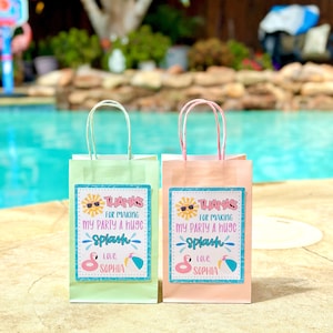 Pool Birthday Party, Pool Party favors, Summer Party,  Pool Party favor bags set of 8, Pool Goody bags, Splish Splash birthday