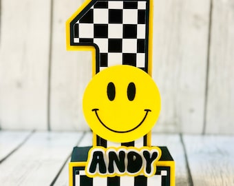 Personalized Cardstock 3D Number: Smiley Face Letter, One happy dude birthday