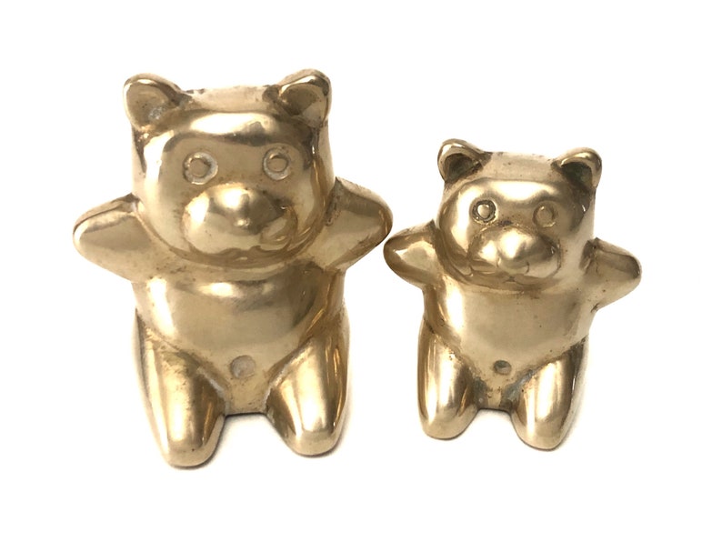 Vintage Pair of Small Brass Bear Figurines Gold Metal Teddy Etsy UK