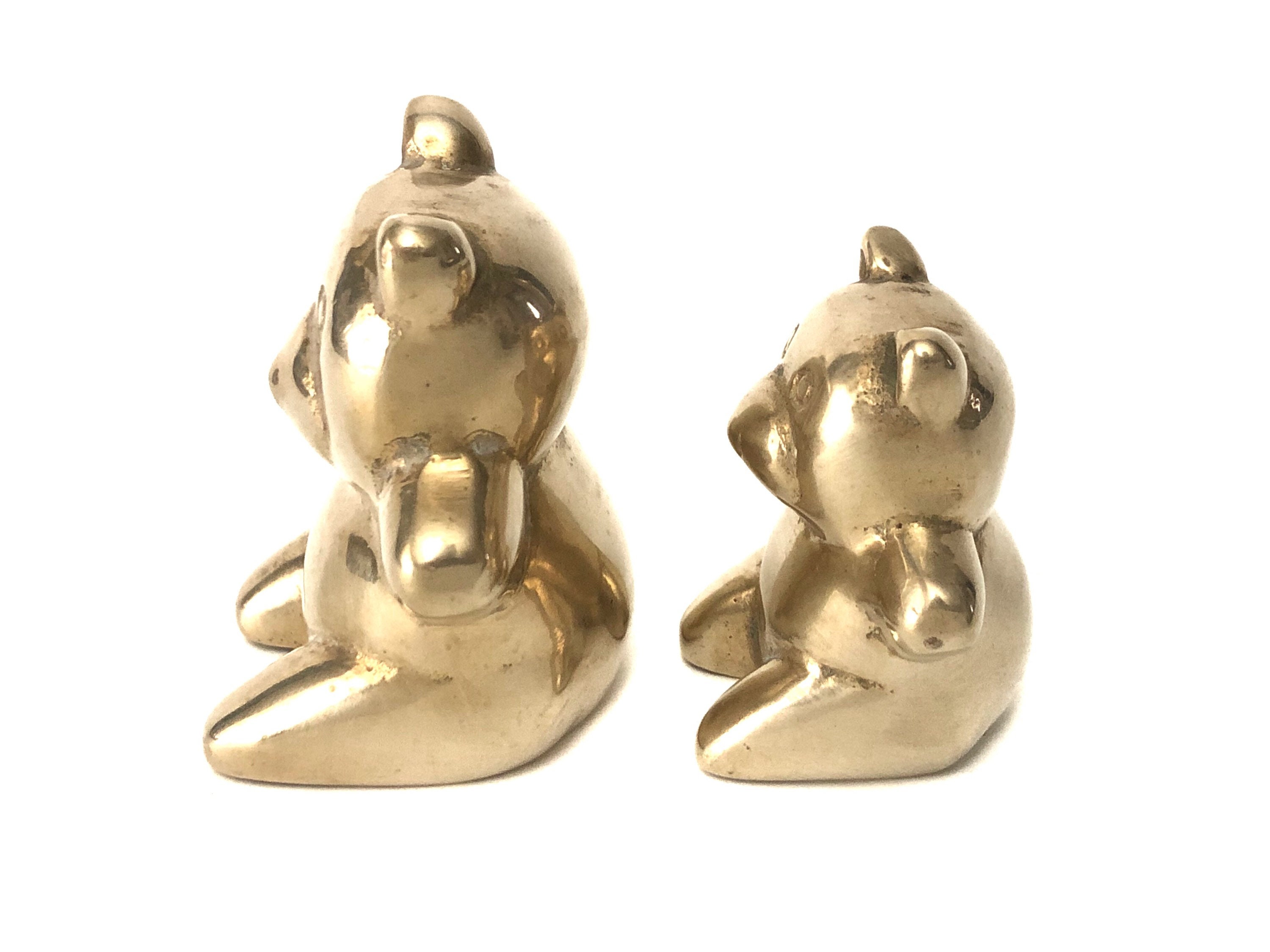 Vintage Pair of Small Brass Bear Figurines Gold Metal Teddy Etsy UK