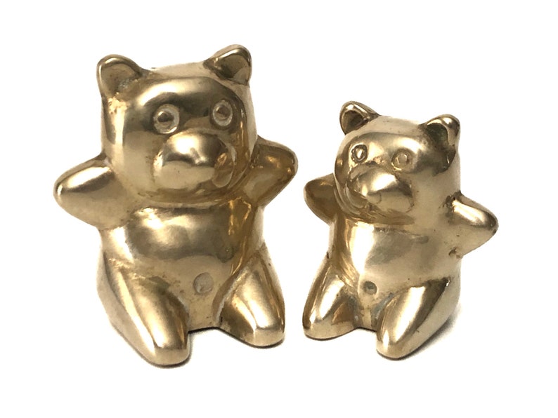 Vintage Pair of Small Brass Bear Figurines Gold Metal Teddy Etsy UK