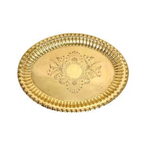 Vintage 14“ Brass Oval Etched Tray - Bar, Vanity, Wedding, Serving, or Decorative Tray