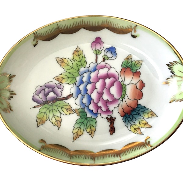 Herend Hungary Porcelain Oval Ring or Trinket Tray - Queen Victoria Pattern