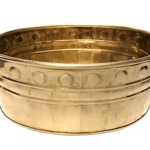 Vintage 10” Oval Brass Planter Lion Head Ring Handles - Gold Metal Indoor Planter