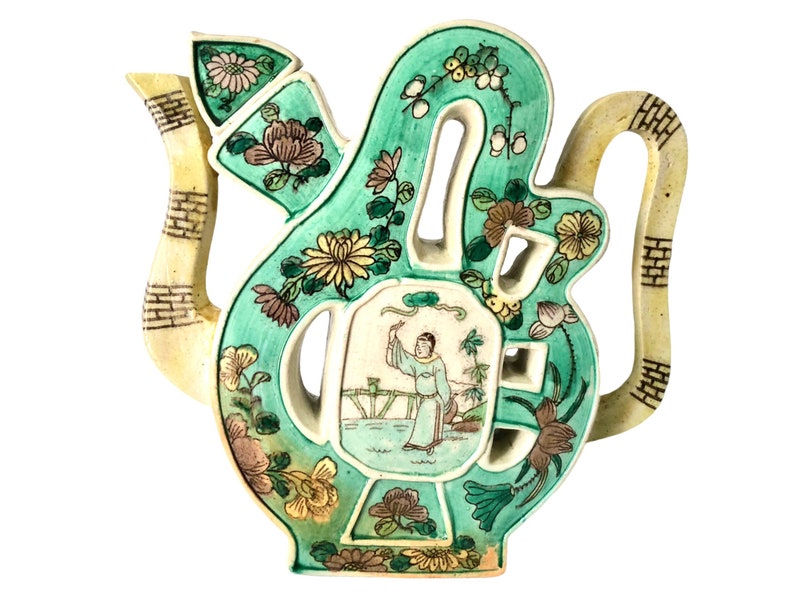 Antique Famille Verte Chinese Puzzle Teapot Asian Chinoiserie Etsy Il 794xN.4006465552 L3bb