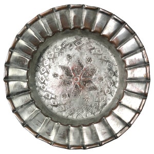 Vintage 7.75” Round Tinned Copper Tray or Bowl