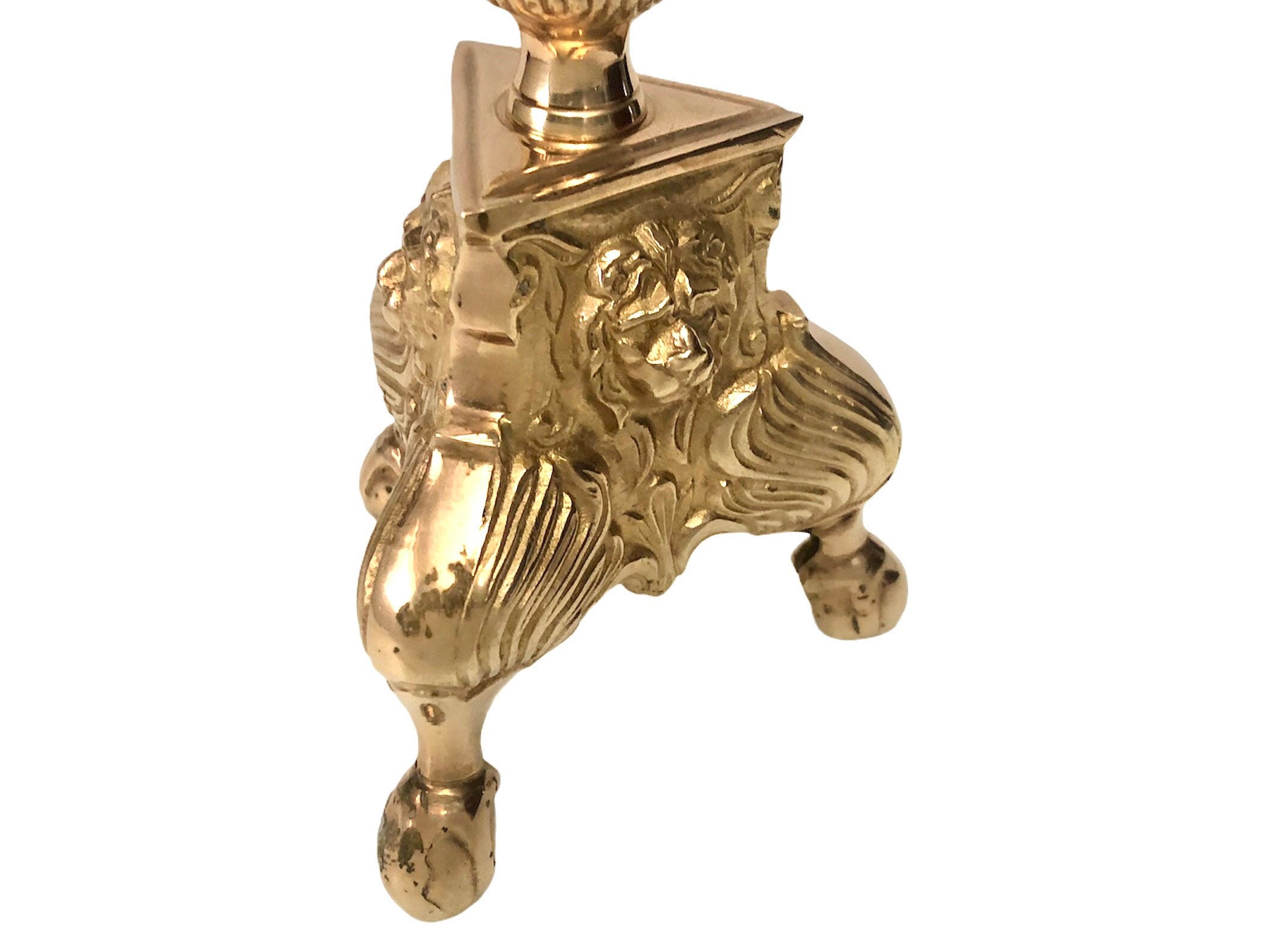 Vintage 17 Brass Lion Footed Pillar Candle Holder Gold Etsy.de