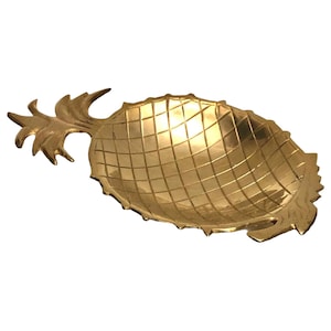 Vintage Brass Pineapple Tray - Gold Metal Pineapple Trinket Dish Tray - Pineapple Home Decor