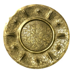 Vintage Round Brass Plate or Tray - Boho Home Decor Tray
