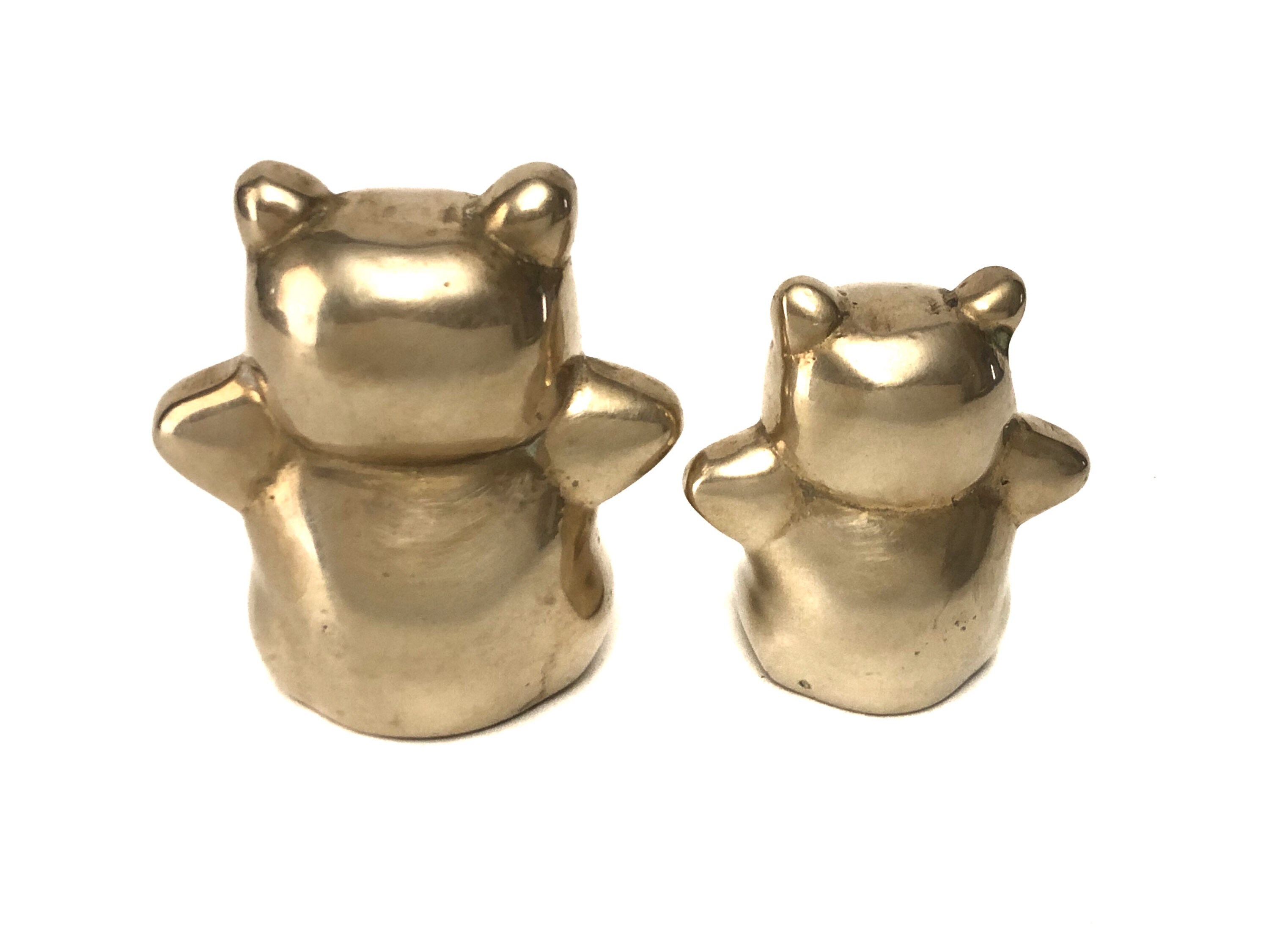 Vintage Pair of Small Brass Bear Figurines Gold Metal Teddy Etsy