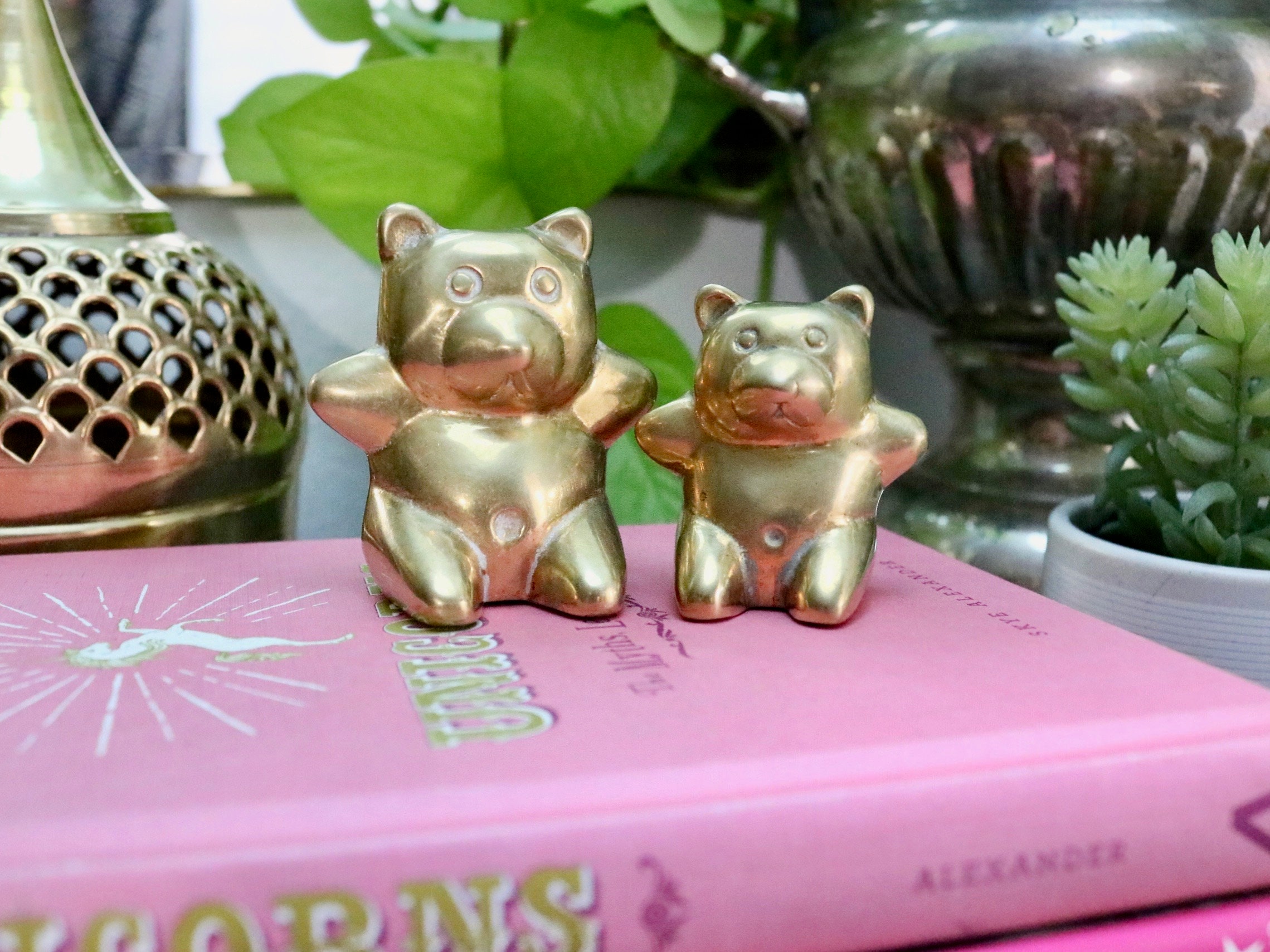 Vintage Pair of Small Brass Bear Figurines Gold Metal Teddy Etsy UK