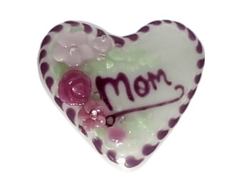 Unique Mother's Day Gift, Fused Glass Pocket Heart, or request it to be made into a Plant Stake, Magnet, or in a Frame