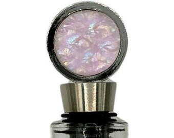 Pink Opal Like Wine Stopper, A Unique Elegant Gift for Wine Lover, Hostess Gift, Mom gift, Friend Gift, Made from Dichroic Glass