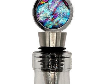 Colorful, Fun Dichroic Wine Stopper, A Unique Elegant Gift for Wine Lover, Hostess Gift, Friend Gift