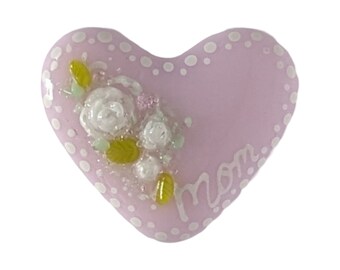 Sentimental Mother's Day Gift, Fused Glass Pocket Heart, or request it to be made into a Plant Stake, Magnet, or in a Frame