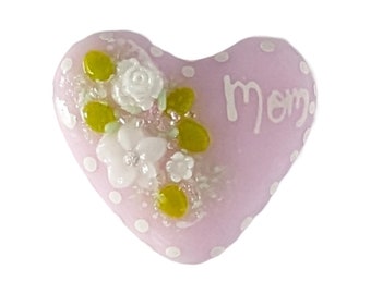 Unique Mother's Day Gift, Fused Glass Pocket Heart, or request it to be made into a Plant Stake, Magnet, or in a Frame