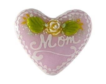 Unique Mother's Day Gift, Fused Glass Pocket Heart, or request it to be made into a Plant Stake, Magnet, or in a Frame