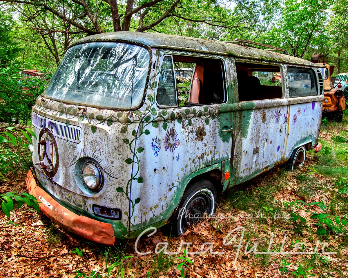 of the Hippie VW Bus the Woods - Etsy