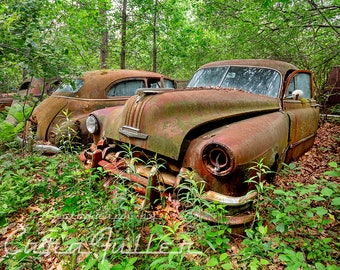 Photograph of a 1950 Pontiac In the Woods