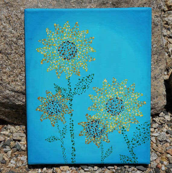 Sunflower Decor Nursery Art Hand Painted 8x10 Canvas Etsy