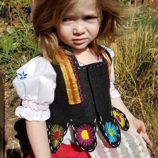 Traditional Polish Toddler Girl Eastern European Folk Costume, Ukrainian, Hungarian, German, Renaissance, Heritage, Oktoberfest, Halloween