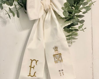 Nutcracker Sash double ended- Christmas, personalized, custom, gift, wreath tie, decor, holiday, decoration, embroidery