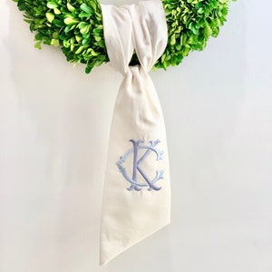 Interlocking Monogram Sash for wreath or bow; front door, housewarming, nursery, decoration, personalized, wedding, bride/groom, gift