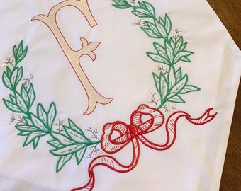 Sweet Wreath Bow Runner - Decor, Thanksgiving, Christmas, Baby Shower, Wedding, Table scape,  Personalized,