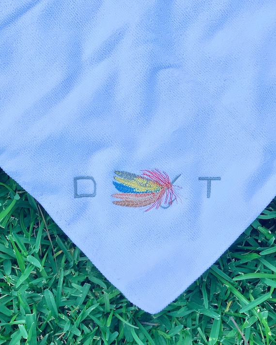 Fly Fishing Monogrammed Fishing Towel With Clip Microfiber Fabric
