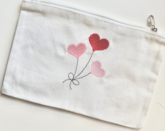 Valentine Zipper Goodie Bag - heart balloons, canvas bag, teacher gifts, kid gifts, cute