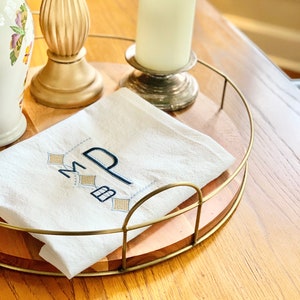 MidMod 3 Letter Monogrammed Flour Sack Towel - gift, personalized, mothers day, house warming, hostess, wedding, present