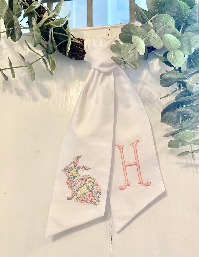 Easter Basket Sash With Floral Bunny Customizable Name and Etsy