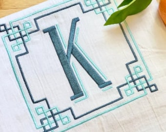 Greek Key Monogrammed Sash