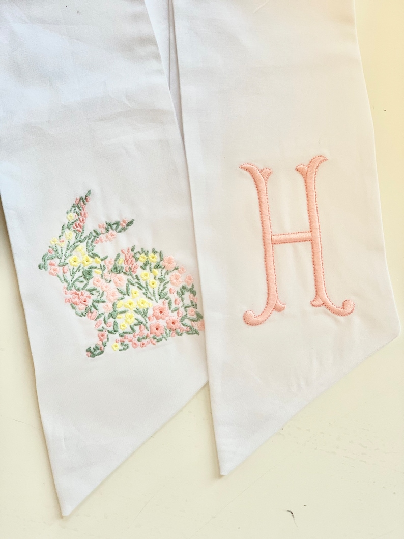 Easter Basket Sash With Floral Bunny Customizable Name and Etsy