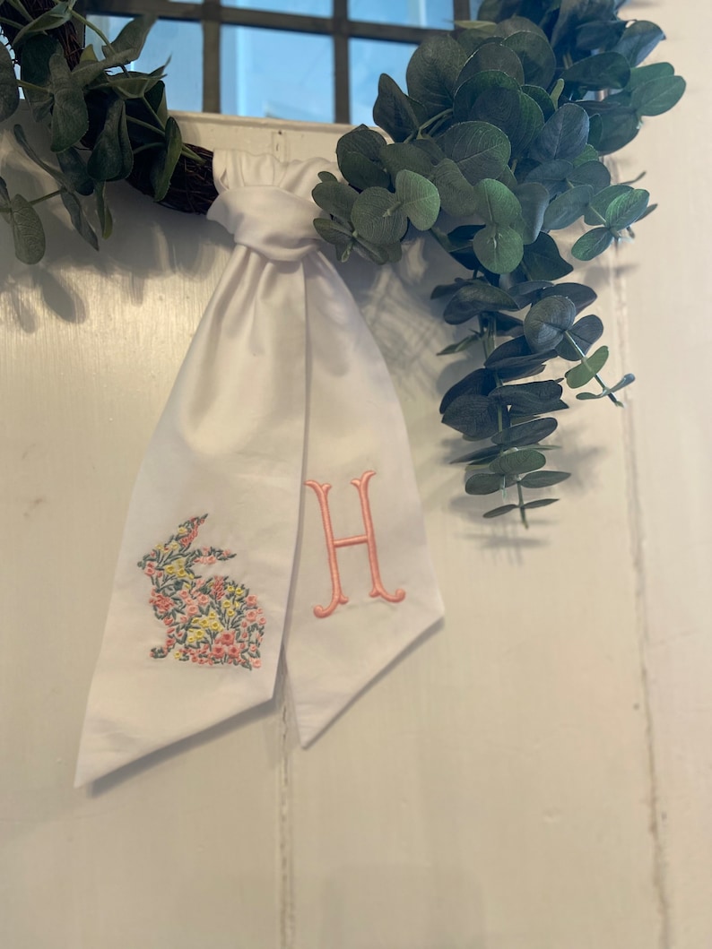 Easter Basket Sash With Floral Bunny Customizable Name and Etsy