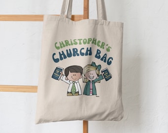 Personalized LDS Canvas Tote Bag, The Church of Jesus Christ of Latter-Day Saints Primary Church Bag, Custom Name LDS Tote Bag