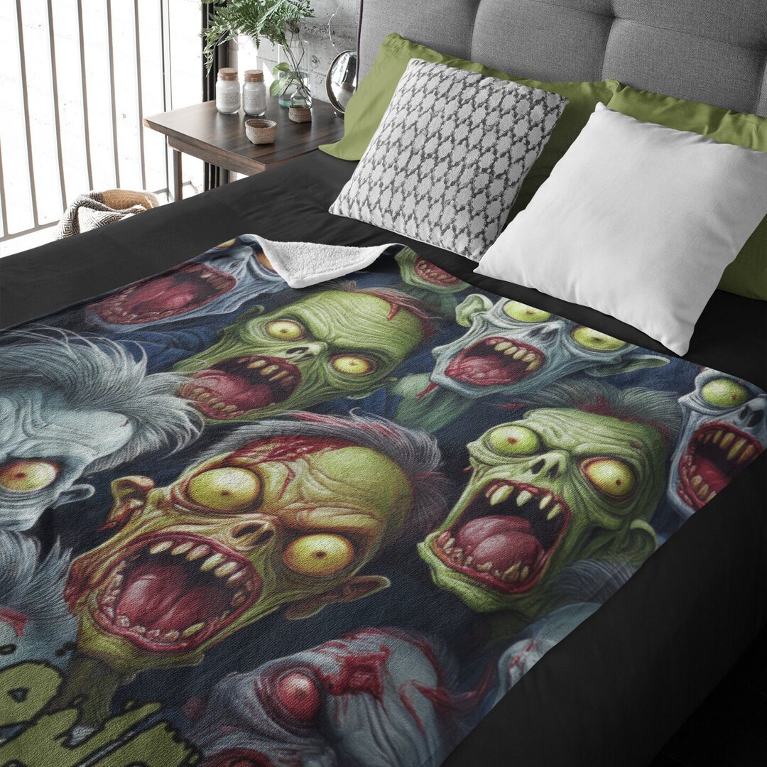 Zombie Halloween Pattern Print Hooded Blanket