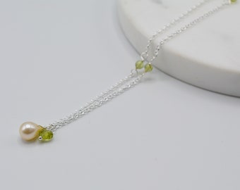 Pearl and peridot necklace Clearance
