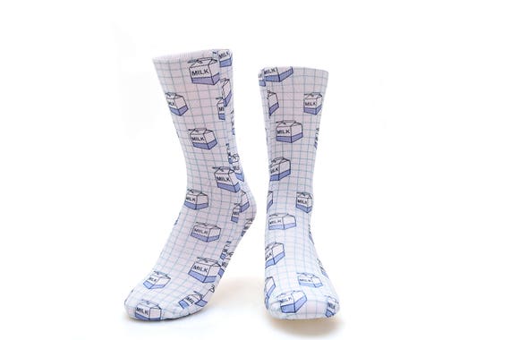 Milkbox Sock.Milk Sock.Novelty Socks.Fun Socks.Happy Socks.Tube Socks