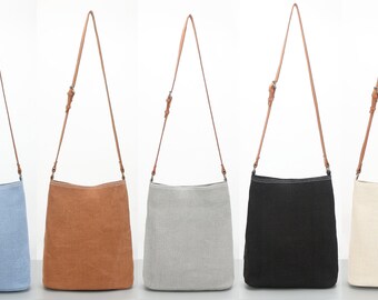 Outfox Brooklyn Cross Body Bag. Jute and Cotton Canvas Adjustable Strap Shoulder Tote Bag.