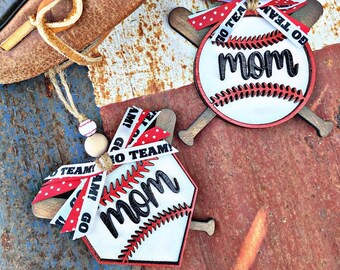 Mom Baseball Car Charm: Sports Fan Rear View Mirror Decor