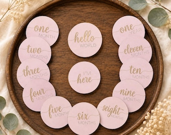 Baby Milestone Wooden Rounds | Monthly Milestone Discs | Baby Photo Prop | Newborn Gift | Baby Shower Gift