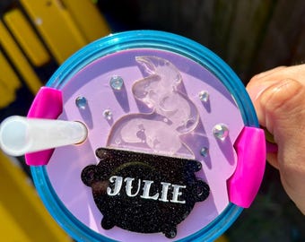 Spooky Halloween Cauldron Witches Brew Topper 40oz 30oz Drink ware Personalized Potions Bats