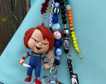 Spooky Chucky Bag Charm Keychain: Horror Halloween Accessory