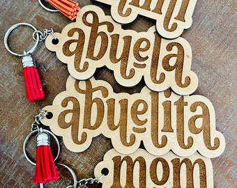 Personalized Grandma/Mom Laser-Cut Keychain: Baby Announcement Gift